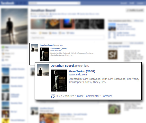 Aperçu du like de Gran Torino sur mon mur Facebook